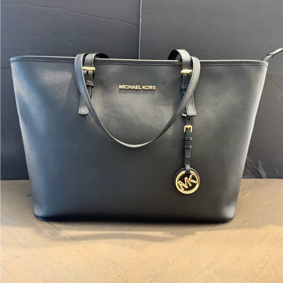 Michael Kors Black Tote with Gold Accents - Picture 3 of 11